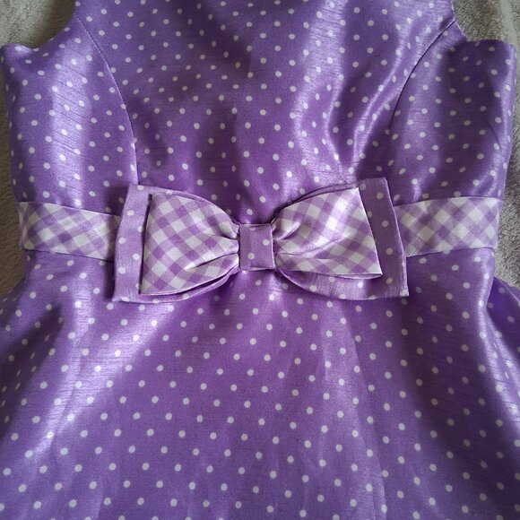 Jona Michelle Girl's Size 8 Lilac Polka Dot Formal Spring Dress - Picture 7 of 9
